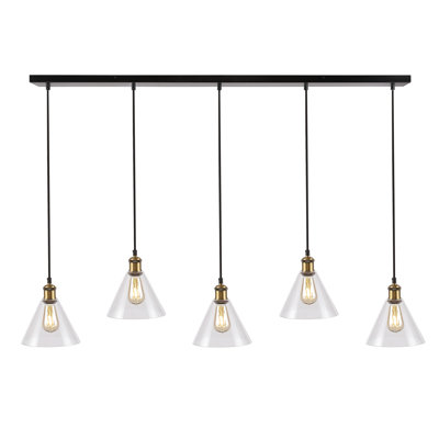 Luminaire suspendu linéaire à 5 lumières pour îlot de cuisine Beacham