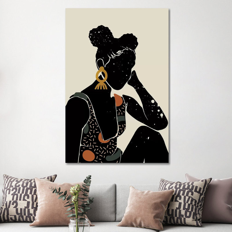 Black Hair VI - impression d'art graphique, Aucun mat, Toile tendue, H 40 po x l 60 po x 1,5 po