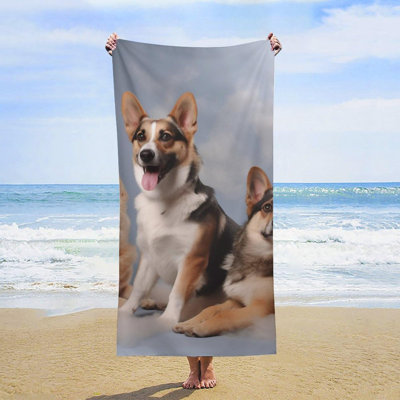 Serviette de plage surdimensionnée grise et beige Serviette de plage surdimensionnée Serviettes de piscine à séchage rapide Serviette de voyage extérieure imperméable et anti-sable Essentiels pour le voyage, le camping, la randonnée, 30 x 60 po