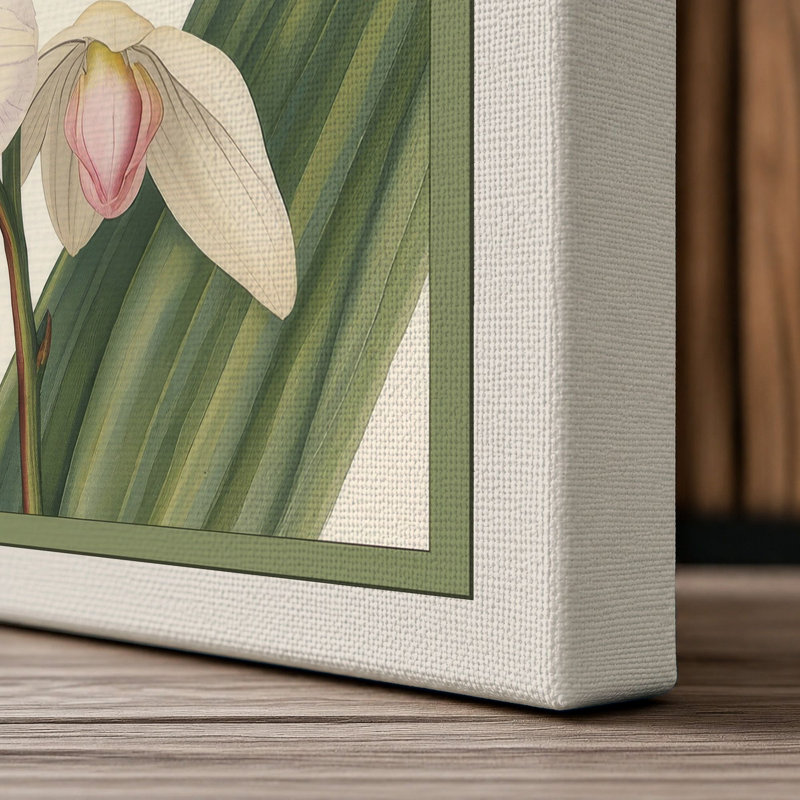 Orchids in Bloom Botanical - Wrapped Canvas, 30x20 - 76.2 x 50.8 cm, Cream Border