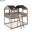Lit superposé avec toit et garde-corps - Idéal pour la chambre à coucher Le bois massif gris antique offre une expérience de sommeil confortable-860581592