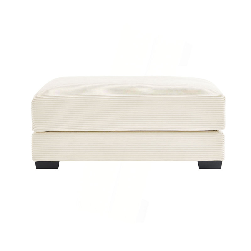 Repose-pieds simple en velours côtelé （OTTOMAN SEULEMENT), Crème