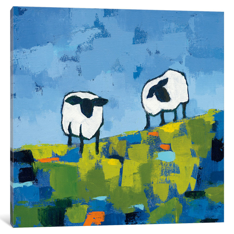 « two brebis », reproduction d’art sur toile, H 12 po x l 12 po x P 0,75 po, Toile tendue, Pas de tapis