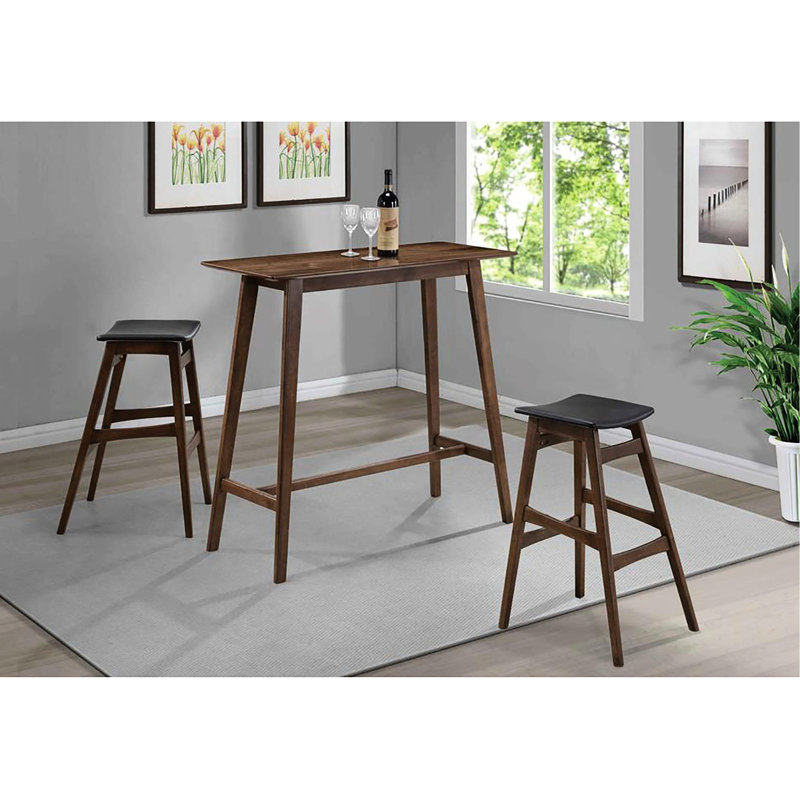 Tabourets de bar Mid-Century - Revêtement gris foncé et structure en noyer naturel (2 styles (2) au fini brun