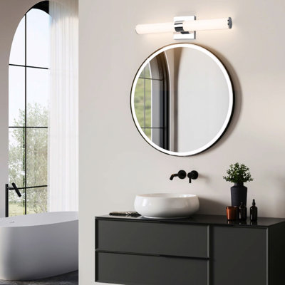 Tube Advantage 24in LED Bathroom Vanity and Wall Light 5-CCT 2700-3000-3500-4000-5000K Selectable Color Temperature 24W 1,900 Lumens in Brushed Nickel