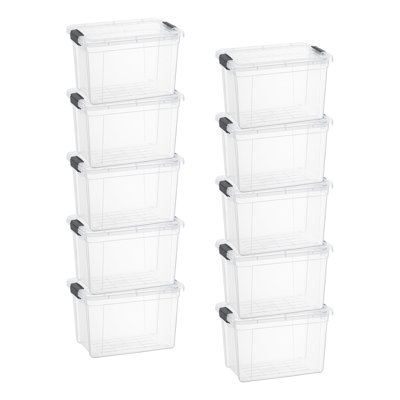  Clear Storage Box with Lid, 8.7 Quart Plastic Container Bins for Organizing, Stackable Crates, BPA Free, Non Toxic, Odor Free, Organizers for Home, Office, School, and Dorm, 10 Pack