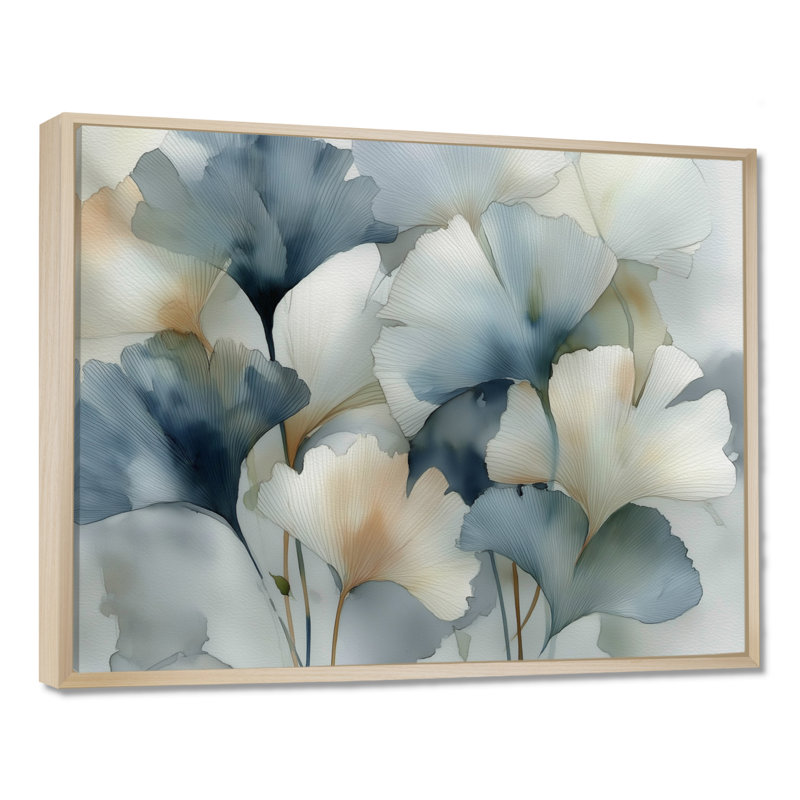 «Watercolor Pants Flowers In Meadow», impression d'art sur toile à motif floral blanc, H 24 po x l 32 po, Cadre flottant