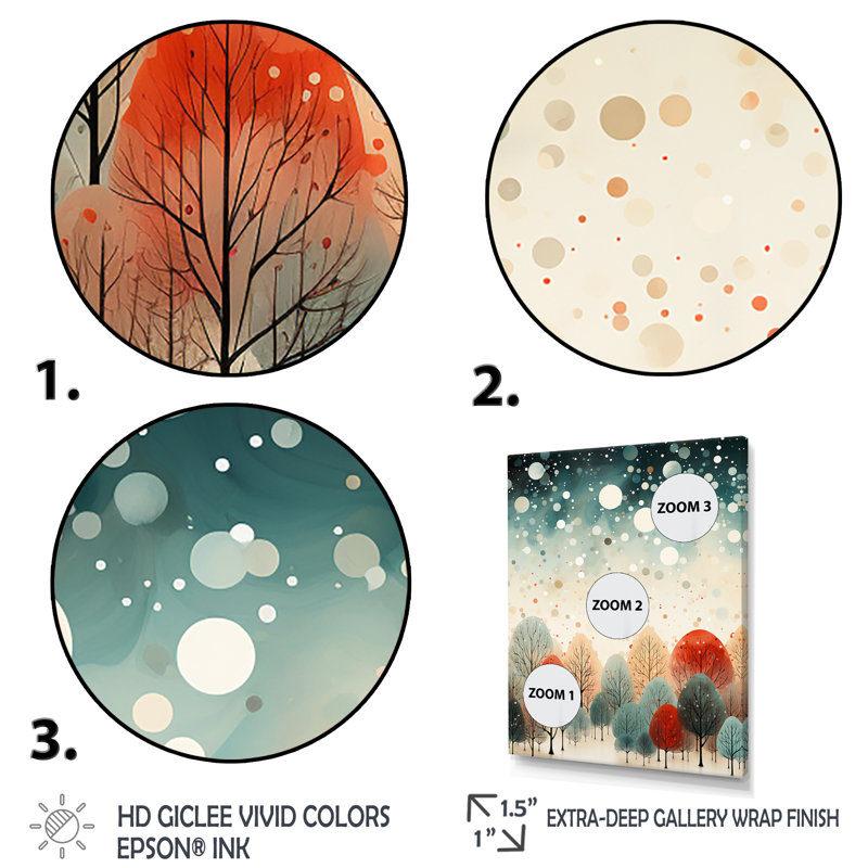 Orange et vert pin de Noël festif III - forêt, art mural, Cadre flottant blanc, 32" H x 24" W