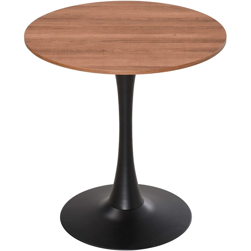 Bayer Round Metal Base Dining Table, Brown, Black
