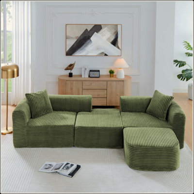Canapé modulaire de 114 po avec méridienne en forme de L, canapé modulaire avec repose-pieds mobile 114 po, canapé rembourré pour la chambre à coucher du salon, aucun assemblage requis