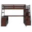 Lit mezzanine double avec bureau, 7 tiroirs et 2 étagères, en pin massif, couleur espresso