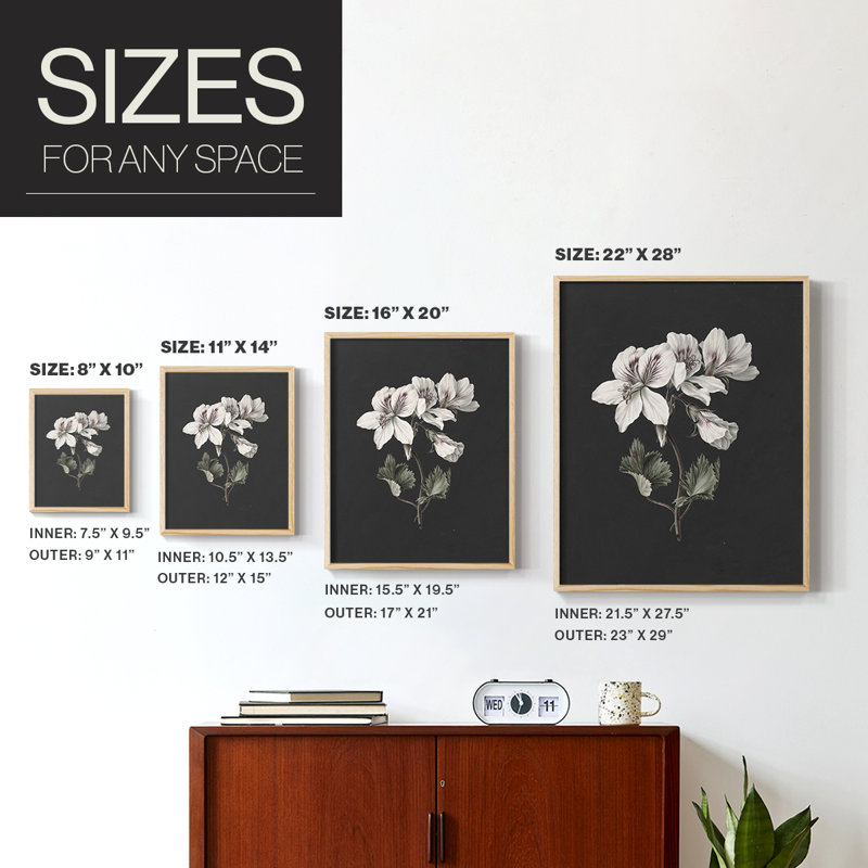 Impression florale vintage encadrée CLII - bois massif, Naturel, H 30 po x l 24 po