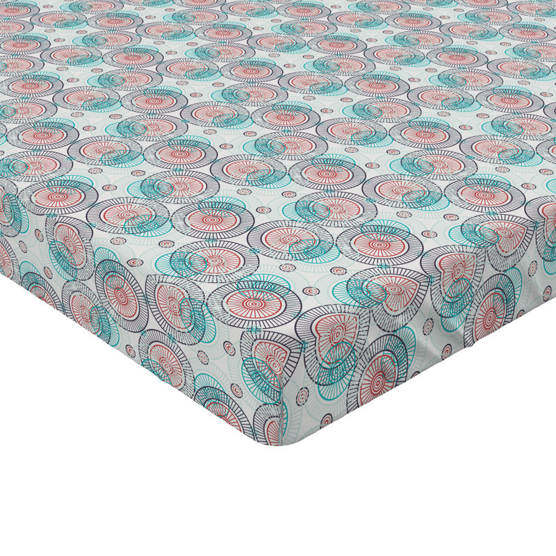 Drap-housse Ambesonne, Drap-housse simple TG, Bleu doux, turquoise / géométrique