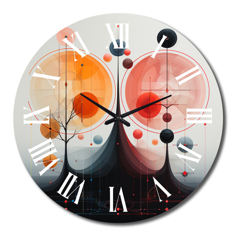 Future Mountains Abstract Minimalism Retro I Metal Wall Clock, Large