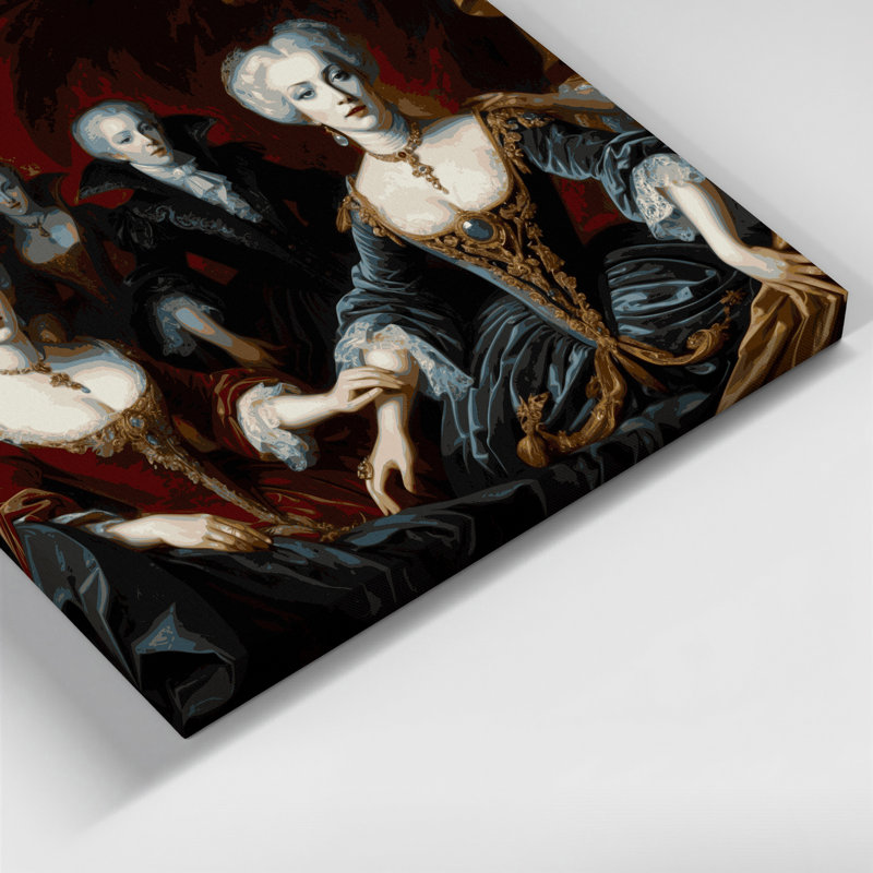 Vampires et crocs d'Halloween, art mural sur toile noire, H 8 po x l 8 po