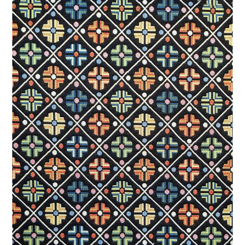 Mélange de coton Kirov, Bleu marine / orange / vert / jaune