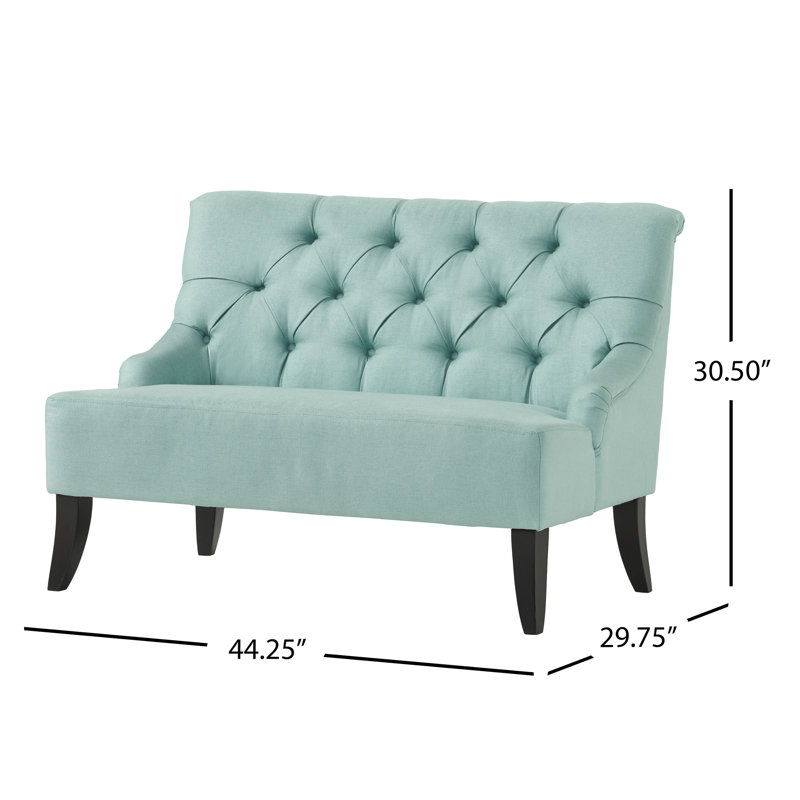 Nashell Upholstered 44.25'' Reception Loveseat, Light Blue