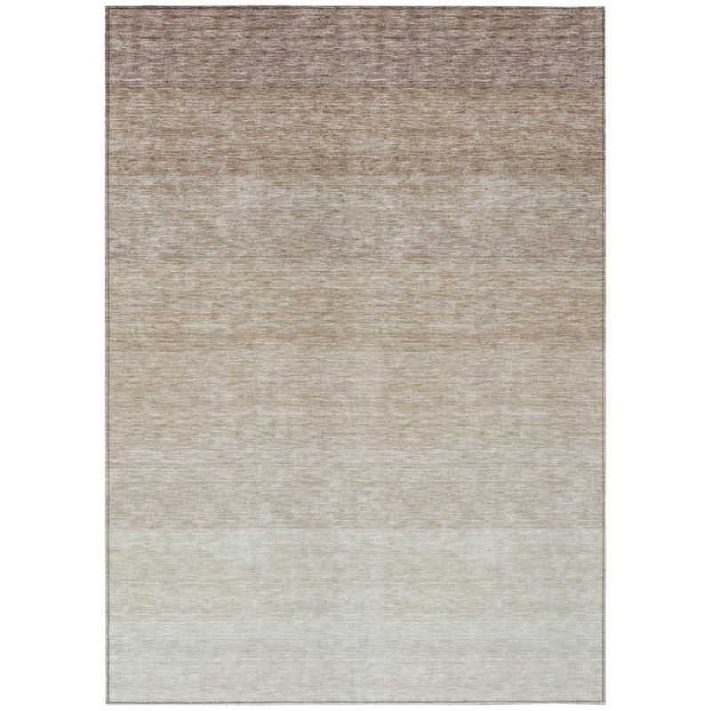 Tapis ombré lavable d'intérieur et d'extérieur 5 pi x 8 pi beige
