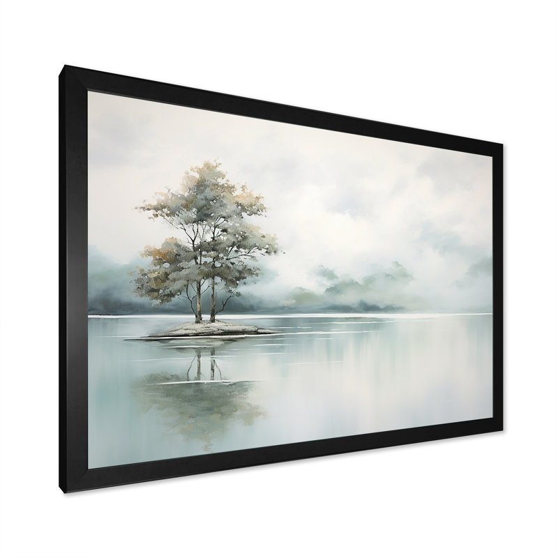 Minimal Lake Tranquility sur impression sur toile, H 12 po x l 20 po x P 1 po, Cadre simple noir