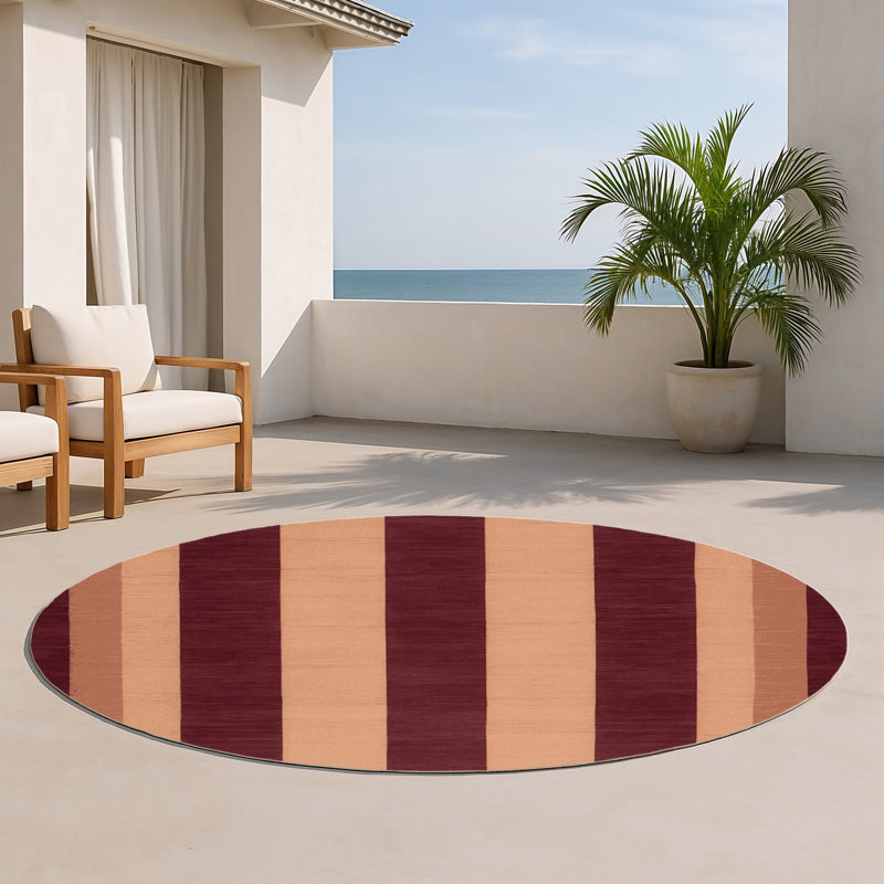 Tapis d'intérieur et d'extérieur à carreaux rouge, Rond 5 pi