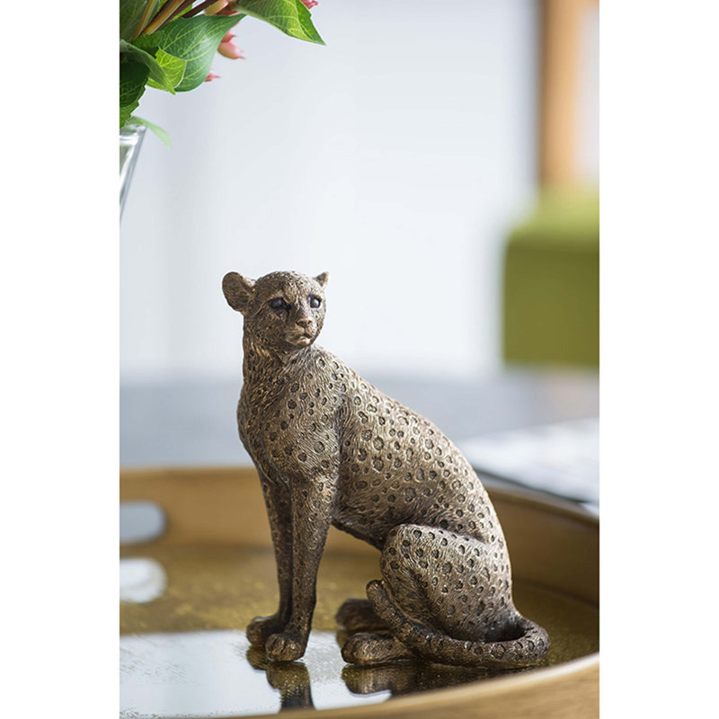 Statue de panthère en cuivre 5,1 x 3,5 x 6,1 po, décor animal