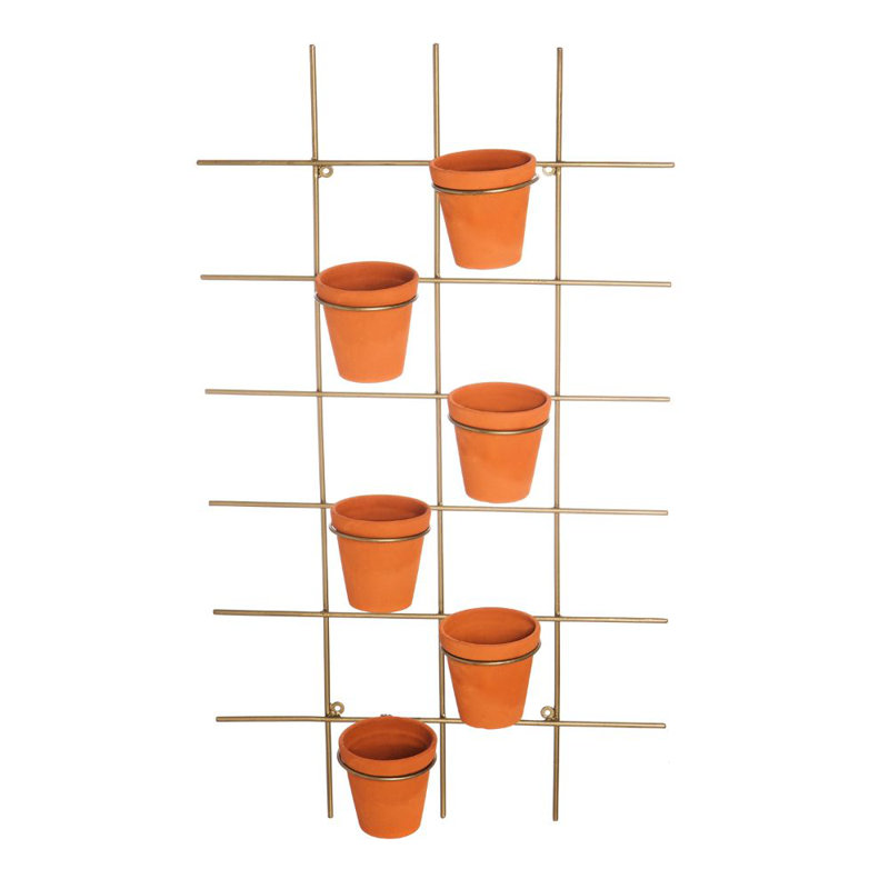 Porte-pot mural en terre cuite pour 6 pots