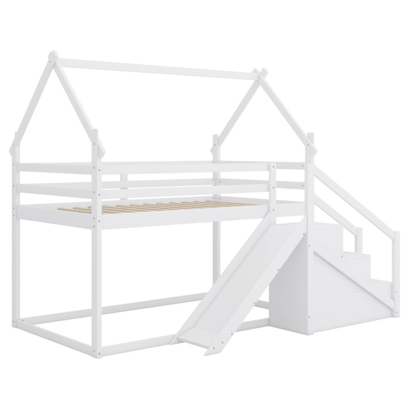 Lit simple mezzanine ou superposé avec glissade et escalier