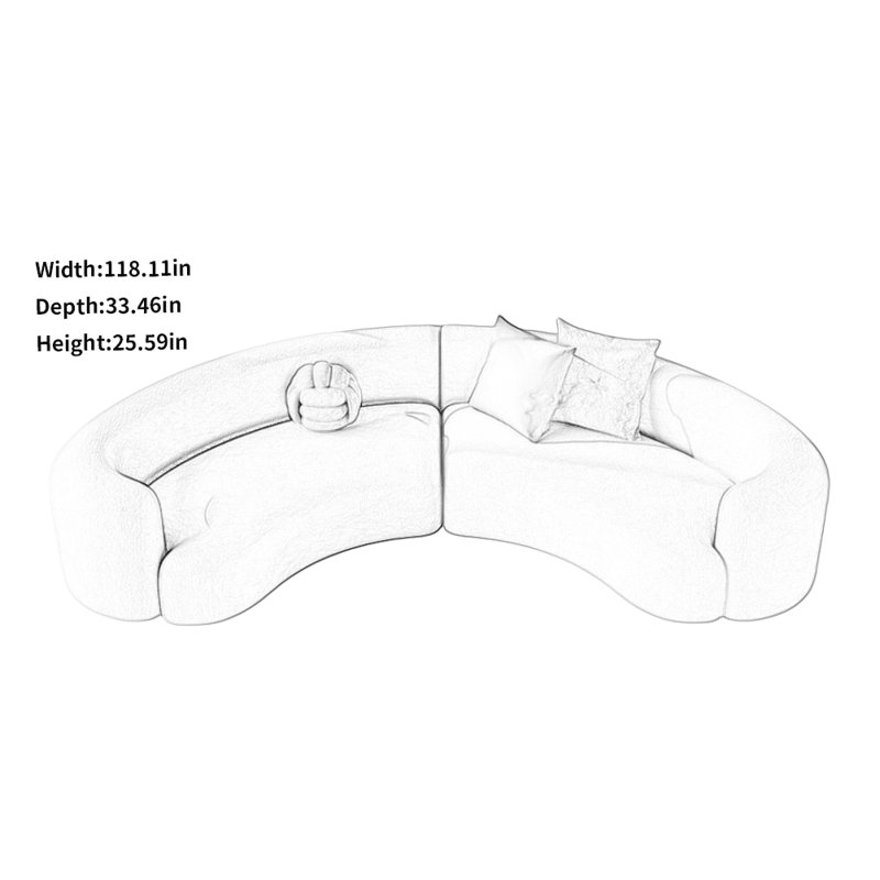 Canapé Simple Leisure Creative, H 25,59 po x l 118,11 po x P 33,46 po