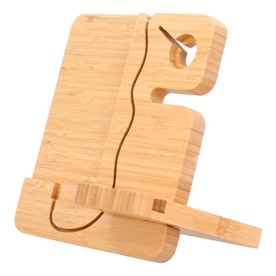 Support de rangement de bureau en bois de bambou pour téléphone portable