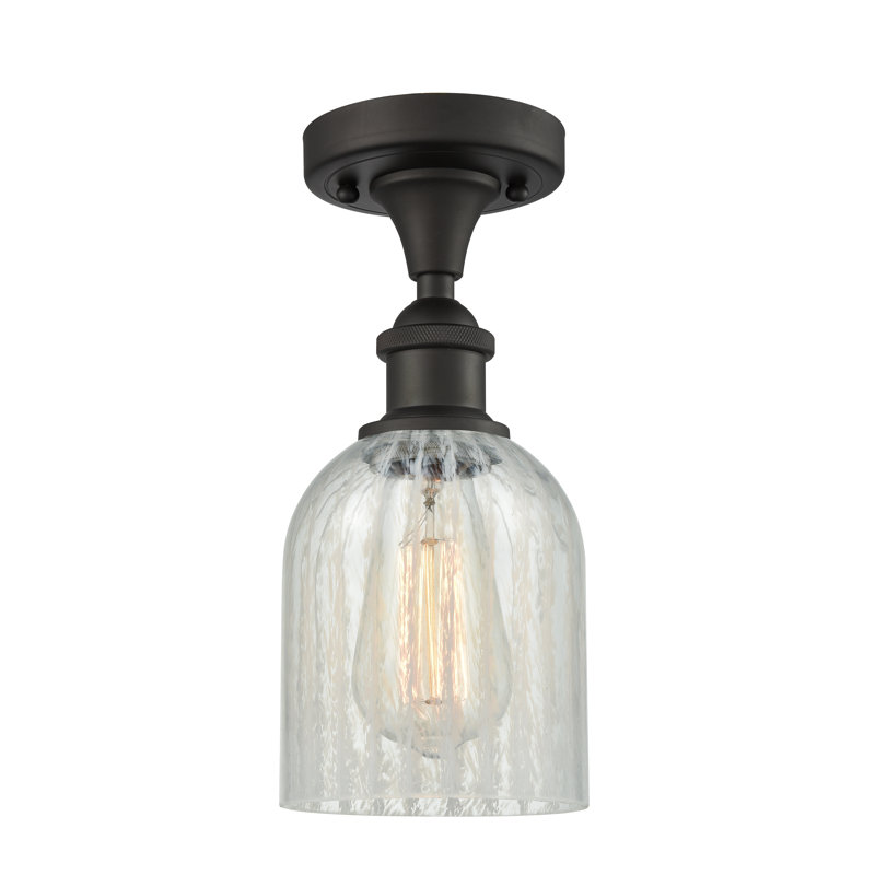 Plafonnier semi-encastré cylindrique simple 1 lumière 5 po Vella, Bronze huilé, Mouchette, Ampoule non incluse