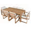 Ensemble de salle à manger rustique en bois d'acacia pour 6 personnes avec trou pour parasol, coussins confortables et fabrication durable pour l'extérieur-126658557