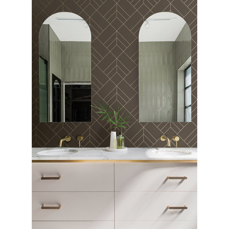 Hannah Geometric Wallpaper Roll, Chocolate