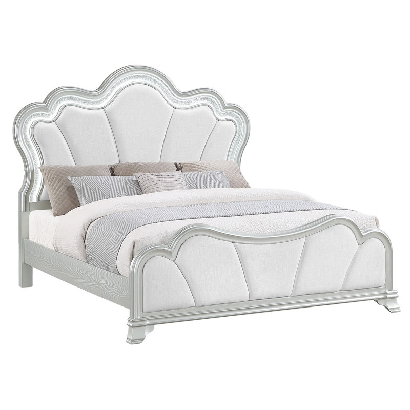 AURELIA SILVER QUEEN BED WITH LED