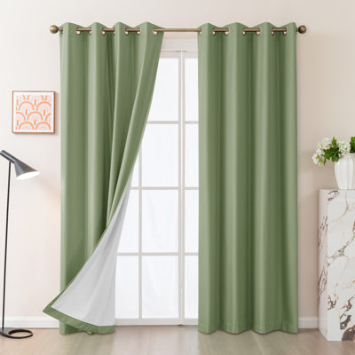 Soft Polyester 100% Blackout With Liner Grommet Curtain Pair