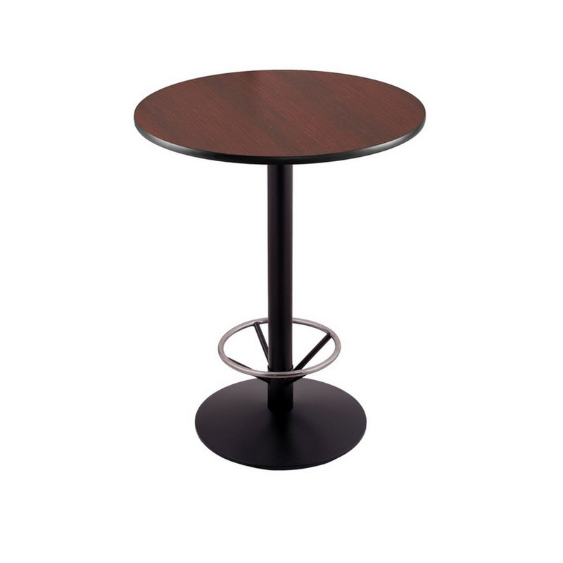 Mahogany Laminate Round Bar Height Table with Foot Ring