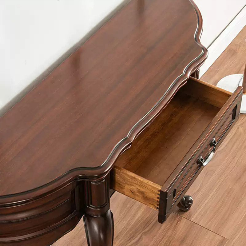 Console en bois de noyer américain semi-circulaire, L 55,12 po x P 15,75 po x H 33,86 po