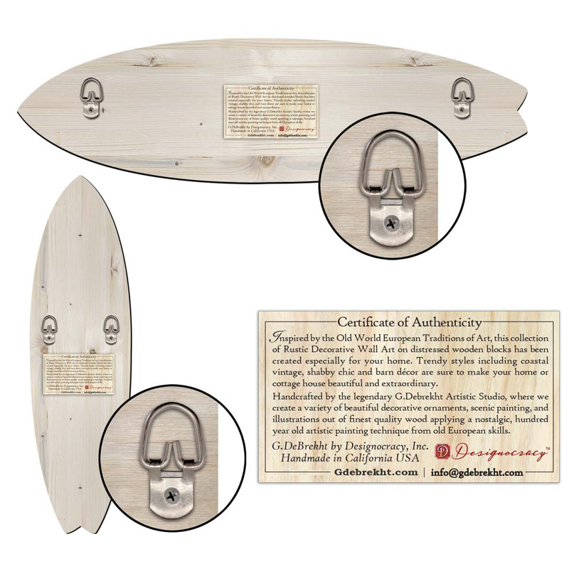 Décoration murale planche de surf Dolphins, H 60 po x l 26 po x P 1 po