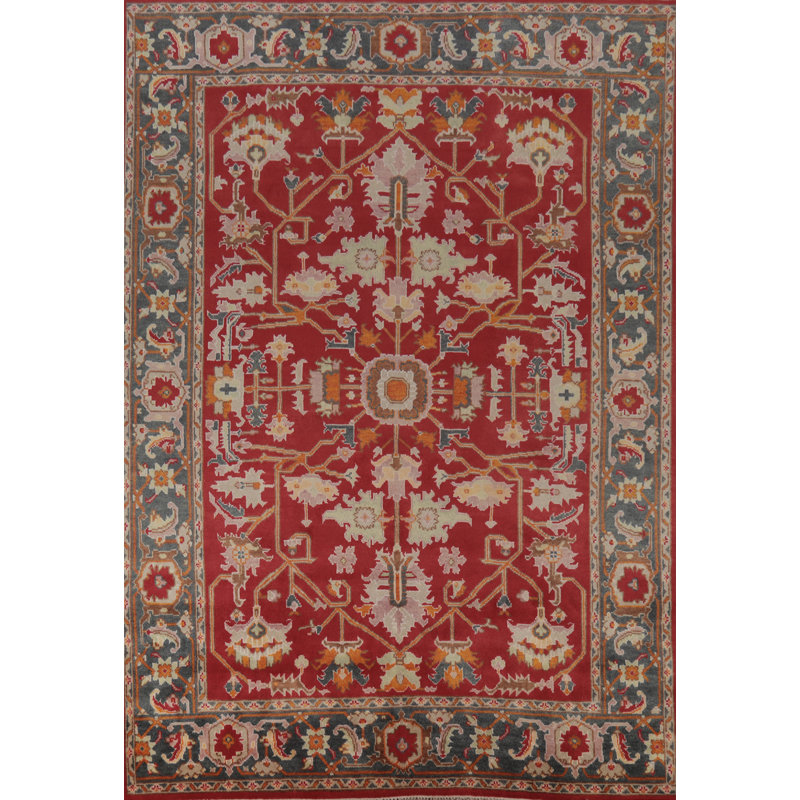 Tapis indien géométrique rouge 9 x 12