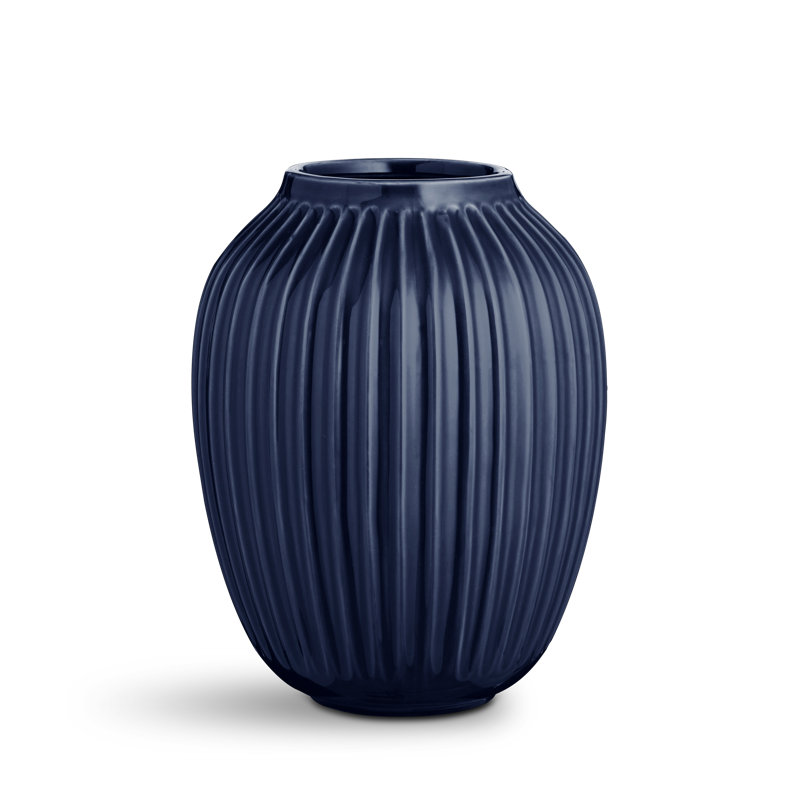 Hammershøi Handmade Faience Table Vase, Indigo, 10" H x 7.9" W x 7.9" D