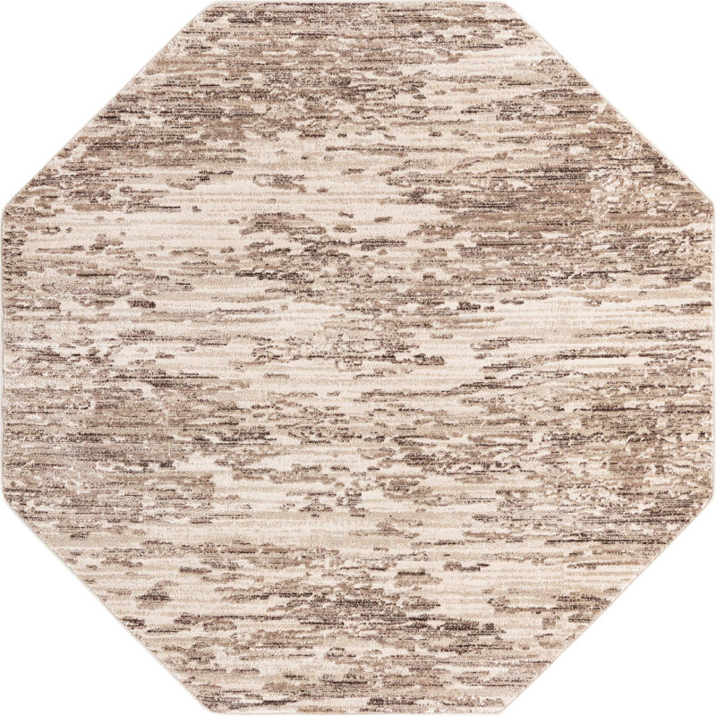 Tapis contemporain brun clair Araceli, Octogone 7 pi