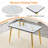 Modern Minimalist Glass Dining Table with Marble Texture & Gold Legs-188619244