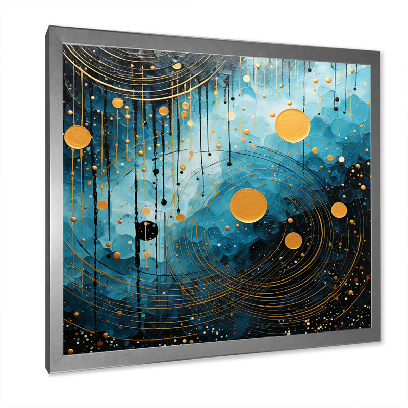 «Blue Minimalisme Moon VI» sur toile, H 16 po x l 16 po x P 1 po, Cadre simple argenté