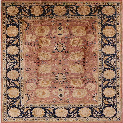 Tapis bleu marine / brun à motif floral Craigville