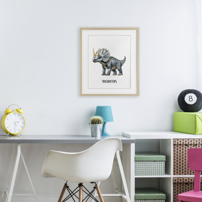 Meet The Triceratops Framed Print Under Glass, design by Christine Simpson Art