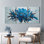 «Blue Floral», reproduction d'art sur toile tendue sur toile