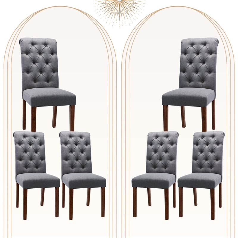 Chaises de salle à manger en bois touffeté Gerrilyn, Gris