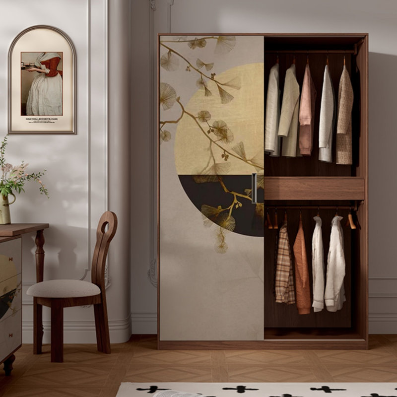 Garde-robe simple en feuille d'amande, Noyer