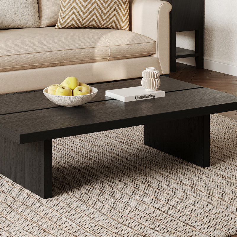 Table basse de 47 po en bois moderne, Noir, 12.6" H x 47.24" L x 23.62" W