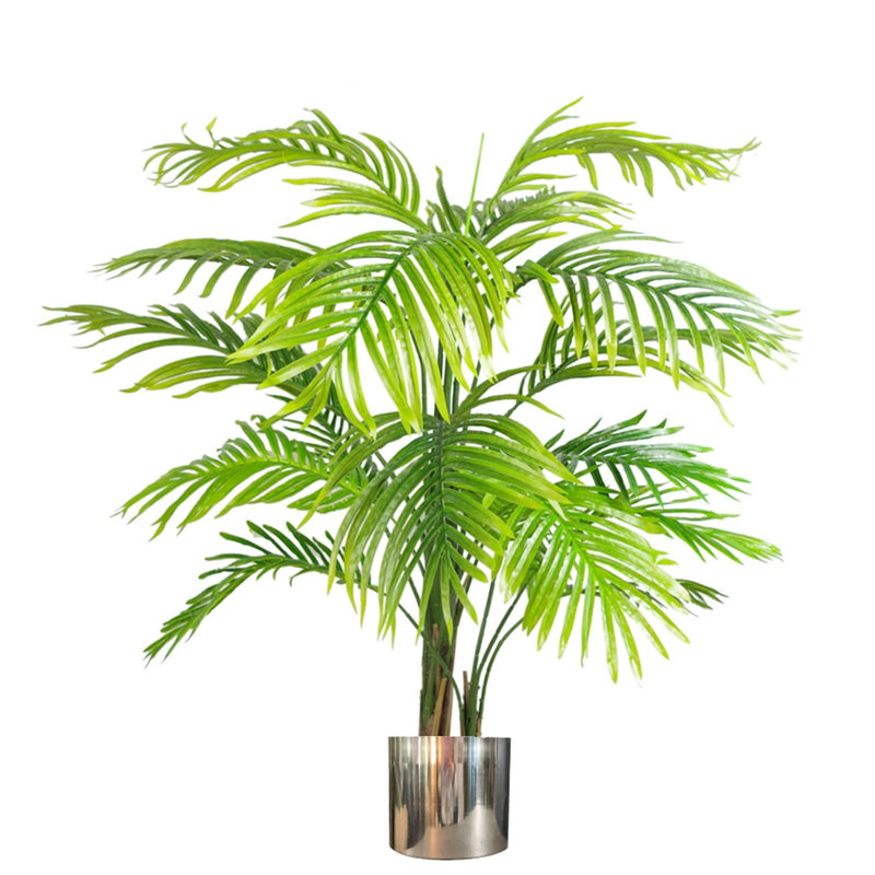 130cm Faux Palm Tree in Metal Planter, Silver