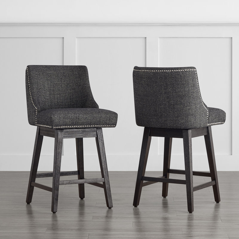 Arvelle Swivel Counter & Bar Stool, Counter Stool (26" Seat Height), Charcoal Gray